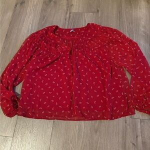 Old Navy size medium red floral blouse